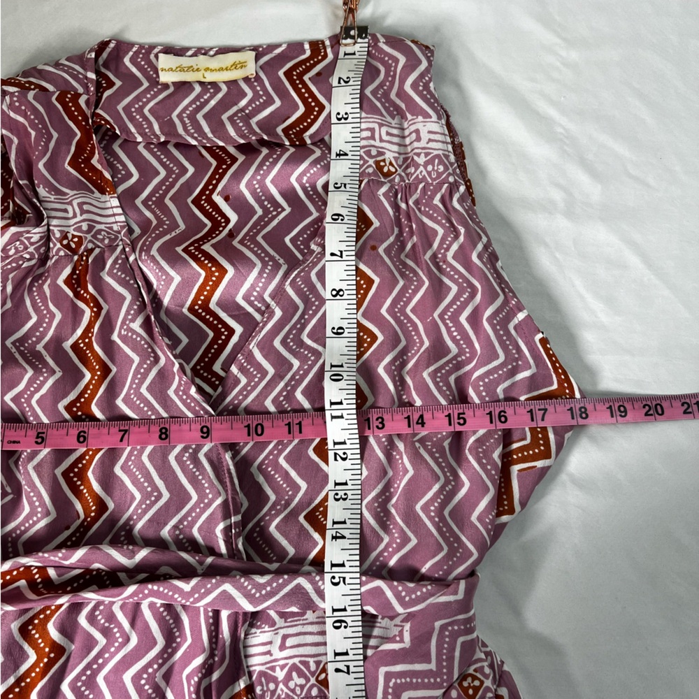 Natalie Martin Printed 100% Silk Wrap Tie Waist Chevron Maxi Dress SZ Large EUC - Picture 14 of 15
